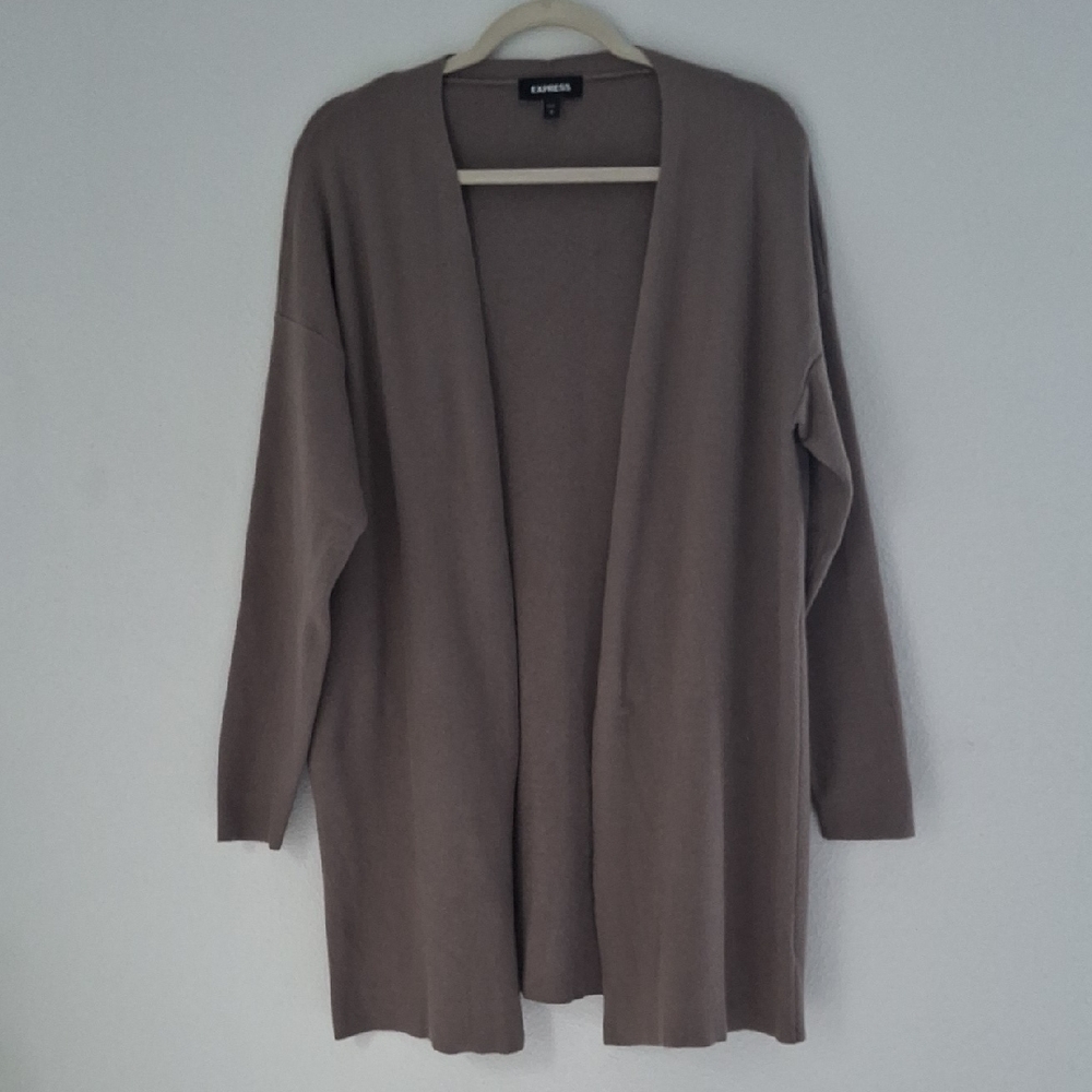 Express Super Soft Stretch Taupe Women Cardigan - Picture 3 of 7